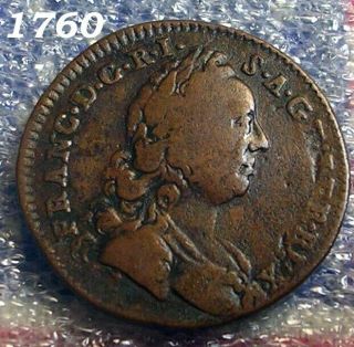 HESSIAN SOLDIER 1760 AUSTRIAN 1 KREUZER COLONIAL REVOLUTIONARY WAR ERA COIN XF 2