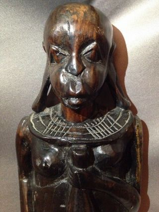 Vintage Estate Hard Wood Primitive Tribal Carving African ? Woman Sculpture 7.  5 "