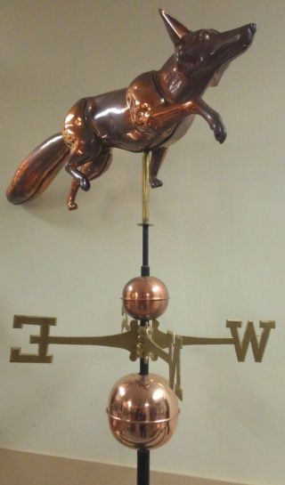 Fox Copper Weathervane,  Large 3 - D,  Includes Parts Shown