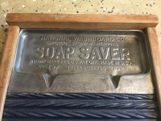 Vintage Antique National Washboard Co SOAP SAVER Washboard 197 Blue Enamel Coll 2