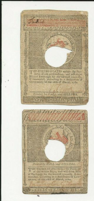 2 1780 Hampshire Bank Notes American Revolution 2