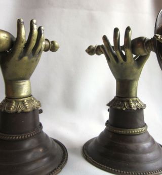 Turn of the Century Antique Hand With Torch Metal Wall Sconces - a Pair 4