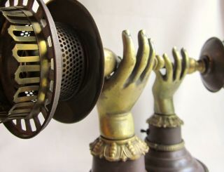 Turn of the Century Antique Hand With Torch Metal Wall Sconces - a Pair 6