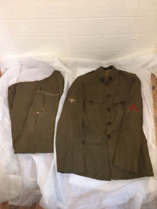 WW1 US Army Airborne Air Service Pilot Uniform Tunic & Pants RARE PATCHES HTF 10