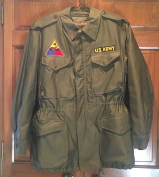 Us Army M - 1951 Field Jacket & Liner 4th Armored Division Wwii Patch Medium Korea