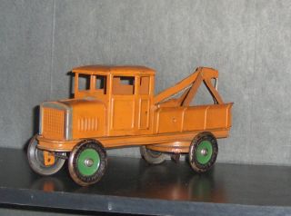 1920 ' s Kingsbury 1748 Pressed Steel Wind Up Wrecker Tow Truck Toy,  3 Days NoRes 12