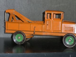 1920 ' s Kingsbury 1748 Pressed Steel Wind Up Wrecker Tow Truck Toy,  3 Days NoRes 3