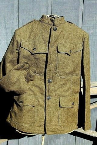 Vtg World War 1 Doughboys Wool Us Army Military Jacket Sz.  Medium