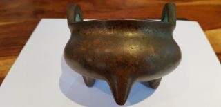 ANTIQUE 15TH C CHINESE XUANDE PERIOD MING DYNASTY BRONZE CENSER 4