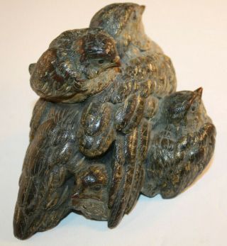 Franz Bergmann Vienna Bronze Cold Painted of Bird & 2 Chicks Geschutzt 12