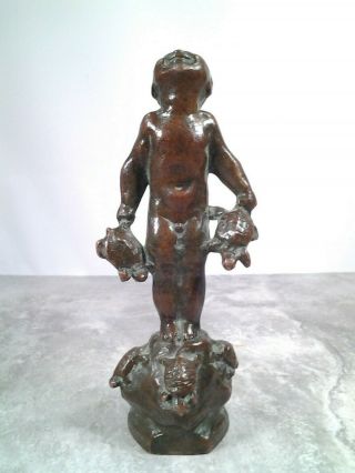 Antique " E.  B.  Parsons " Bronze " Turtle Baby " Miniature Sculpture