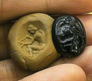 Ancient Top Garnet Warrior Sharpening Bow Arrow Ancient Intaglio Gem Stamp Seal