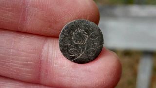 Rev War - Dug 18th Century Hand Engraved Tombac Flower Button