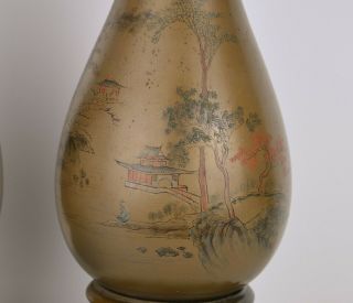 A MIRROR FOOCHOW LACQUER VASES WITH MARKS TO BASE,  MID 20TH CENTURY 3