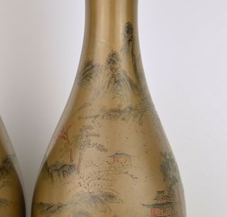 A MIRROR FOOCHOW LACQUER VASES WITH MARKS TO BASE,  MID 20TH CENTURY 7