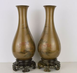A MIRROR FOOCHOW LACQUER VASES WITH MARKS TO BASE,  MID 20TH CENTURY 8