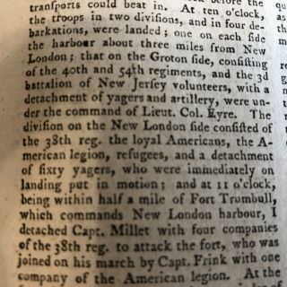 1781 REVOLUTIONARY WAR newspaper BENEDICT ARNOLD BURNS LONDON CONNECTICUT 3