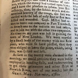 1781 REVOLUTIONARY WAR newspaper BENEDICT ARNOLD BURNS LONDON CONNECTICUT 6