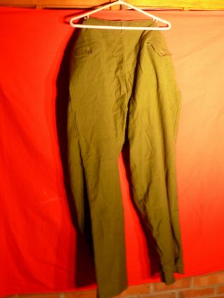 Korean War 1951 US Army Olive Green WOOL FIELD PANTS Waist 35 - 39 