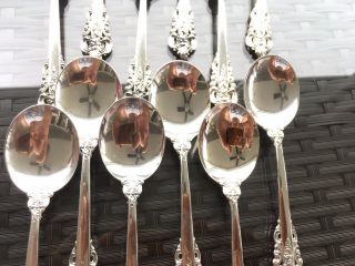 12 SET WALLACE GRANDE BAROQUE STERLING SILVER CREAM SOUP SPOONS ROUND BOWL GRAND 2