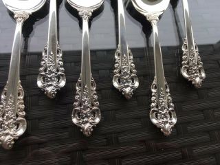 12 SET WALLACE GRANDE BAROQUE STERLING SILVER CREAM SOUP SPOONS ROUND BOWL GRAND 7