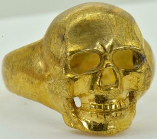 RARE 18k gold plated silver WWI Imperial Russian White Army Ace ' s Skull ring 2