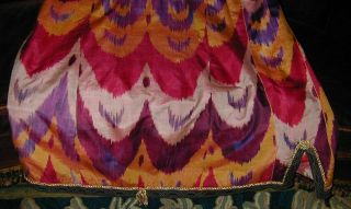 Splendid Antique 19thC Uzbek IKAT Silk Robe w Elegant Updated Trims 10