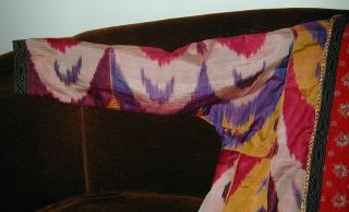 Splendid Antique 19thC Uzbek IKAT Silk Robe w Elegant Updated Trims 3