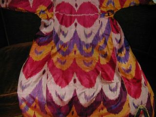 Splendid Antique 19thC Uzbek IKAT Silk Robe w Elegant Updated Trims 9