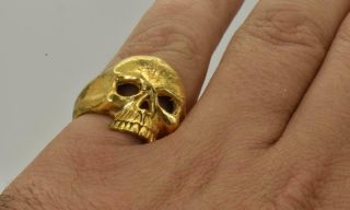 RARE antique 84 gild silver WWI Imperial Russian White Army pilot ' s Skull ring 5