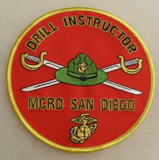 Usmc " Drill Instructor Mcrd San Diego " Jacket Patch Emb On Twill 1990 