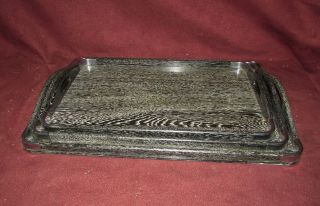 Vintage Art Deco Or Mid Century Exotic Wood Drink Bar Serving Trays Japanese