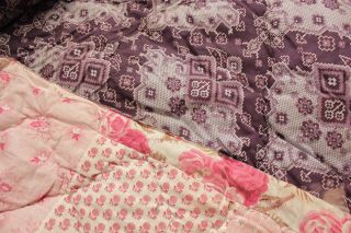 Antique French Quilt Boutis 1850 For Dolls Doll Clothes Design Etc Pink Purple