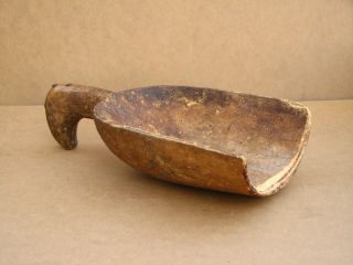 Antique Primitive Wooden Grain Scoop Spoon Hand Carved Farm Shovel Early 20th