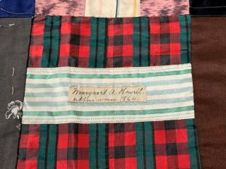 Signature Friendship QUILT Top Signed Margaret A Howell 1864 Antique 4