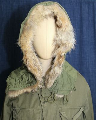 Vtg Us Army Unissued M - 1951 Hood Parka Winter Wolf Fur For Jacket Cold Weather