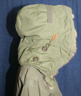Vtg US Army Unissued M - 1951 Hood Parka Winter Wolf Fur for Jacket Cold Weather 3