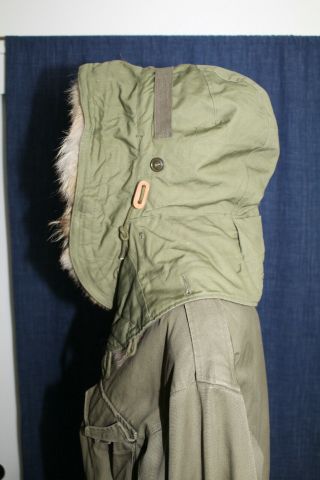 Vtg US Army Unissued M - 1951 Hood Parka Winter Wolf Fur for Jacket Cold Weather 6