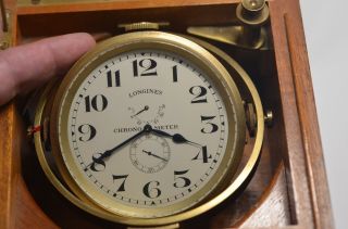 Longines Ship ' s Chronometer,  Up/Down Indicator,  Gimbals,  Tag June 1953 3