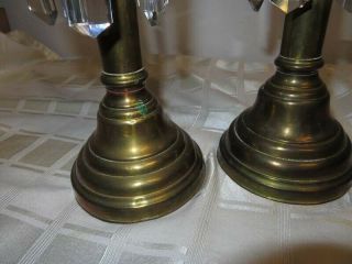 PAIR Antique 1830 ' s Russian Nicholas I Etched Ruby Brass Candle Holder LUSTERS 8