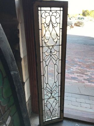 Sg 1569 Antique Leaded Glass Beveled Center Transom Window 14 X 60