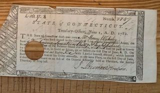 1782 Pay Document Revolutionary War Connecticut Continental Army Wakeley