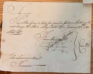 1780 Pay Document Revolutionary War Captain Peter Grant Valley Forge
