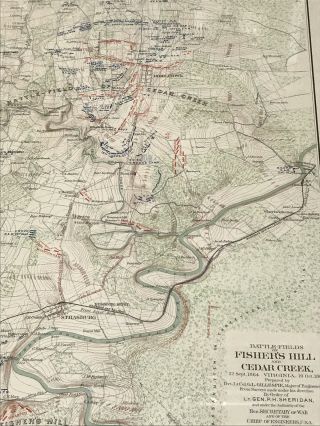 Antique Civil War Map 1864 Winchester Fisher’s Hill Cedar Creek Battlefields 5