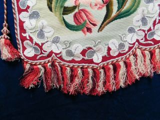 LARGE ANTIQUE VICTORIAN TAPESTRY AND BEAD WORK FRINGED HANGING BANNER / SCREEN 6