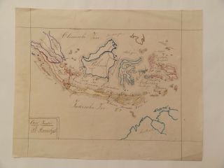 Antique Drawing - Oost - IndiË - Indonesia - Borneo - Celebes - Molukken - Timor - Ameshoff - 1875