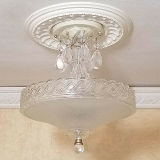 530b Vintage Antique Glass Ceiling Lamp Light Fixture chandelier 3 Lights 1 of 2 3