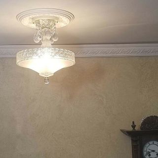 530b Vintage Antique Glass Ceiling Lamp Light Fixture chandelier 3 Lights 1 of 2 4