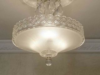 530b Vintage Antique Glass Ceiling Lamp Light Fixture chandelier 3 Lights 1 of 2 5