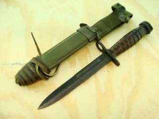 1960s Kiffe 1st Prod Vietnam Korean Fighting Trench Knife & Usm8 Bm Co Scabbard